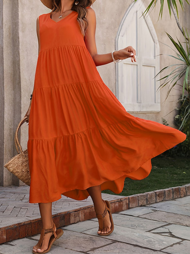 Odile | robe en mousseline de coton unicolore