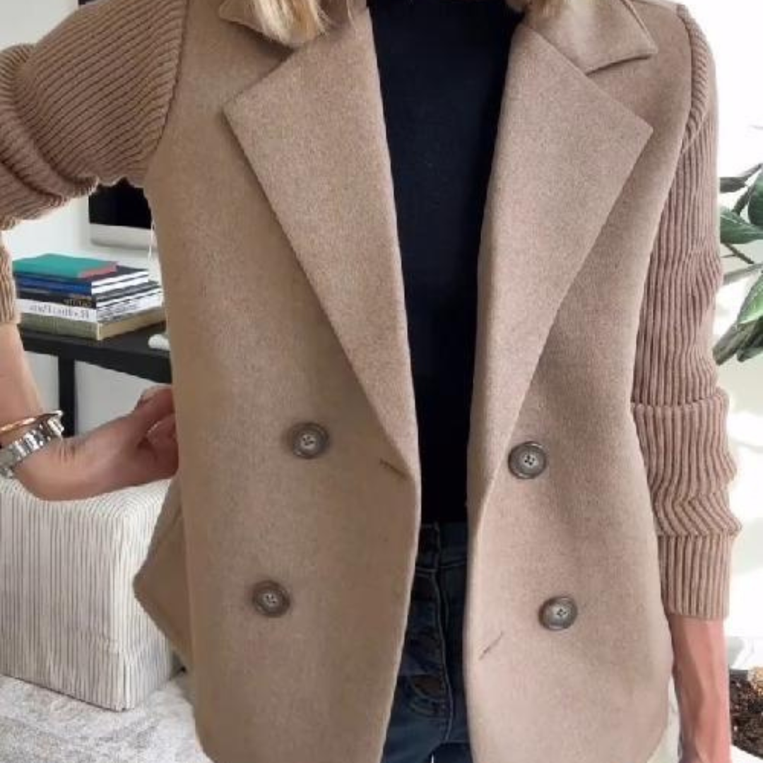 Katrin | Manteau décontracté à manches patchwork et boutons