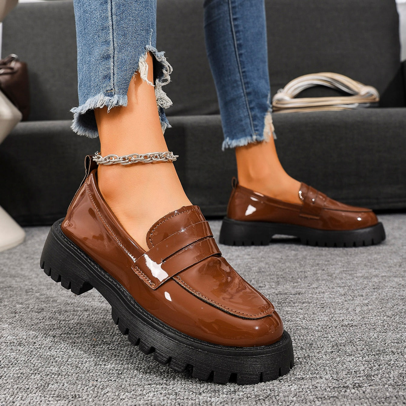 Clémence | Comfortable leather loafers with a thick, comfortable sole