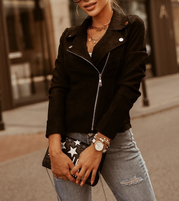 Amélie | Veste en cuir suédé véritable