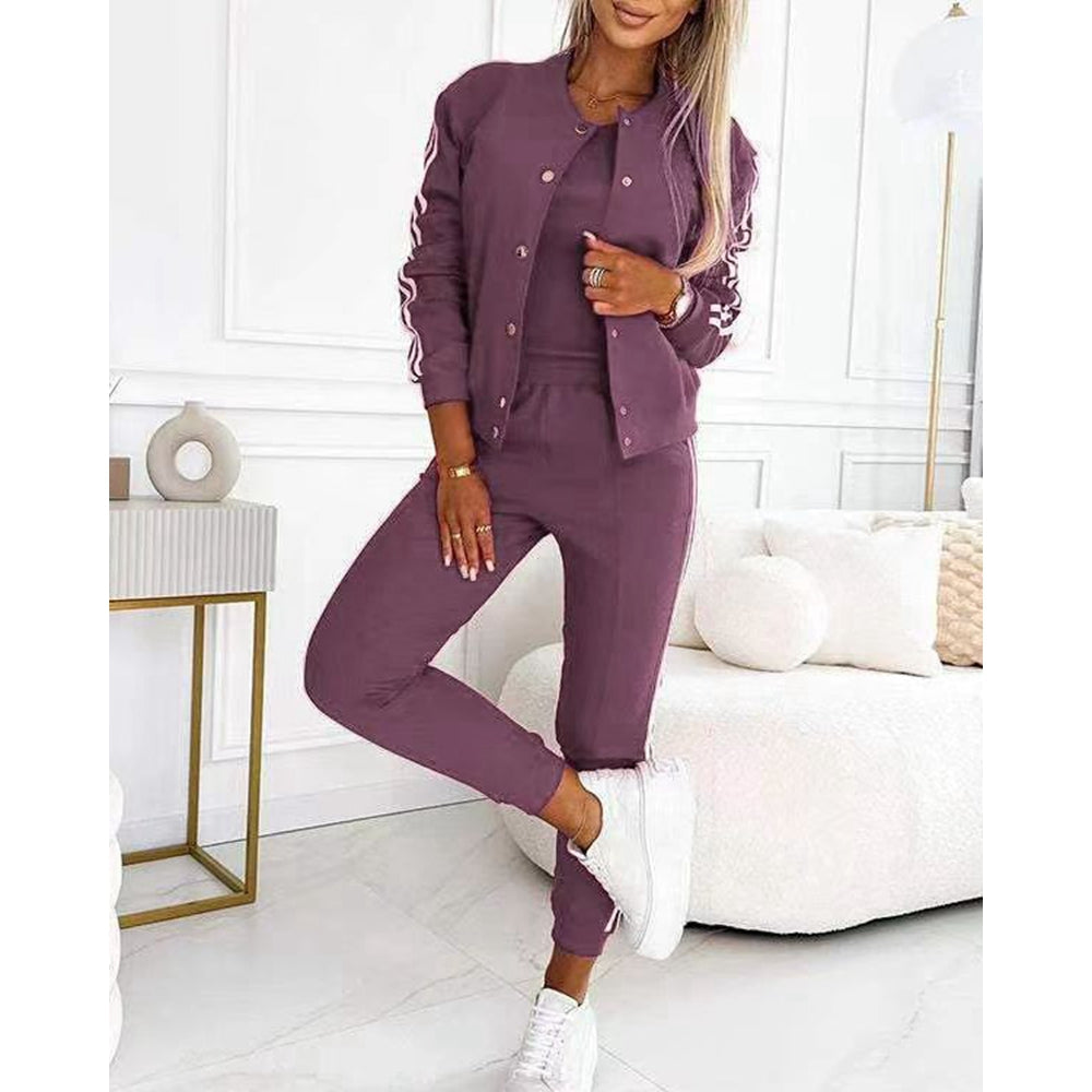 Michelle | Ensemble veste et pantalon de baseball trois pièces pour femme