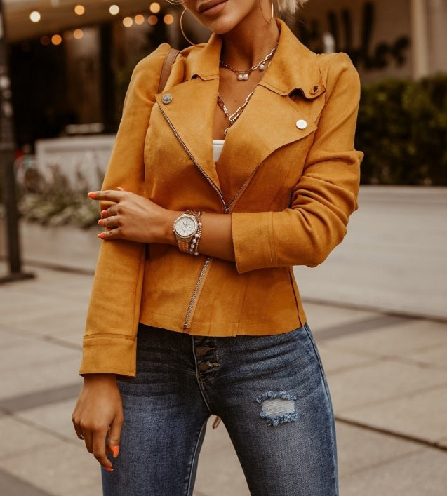 Amélie | Veste en cuir suédé véritable