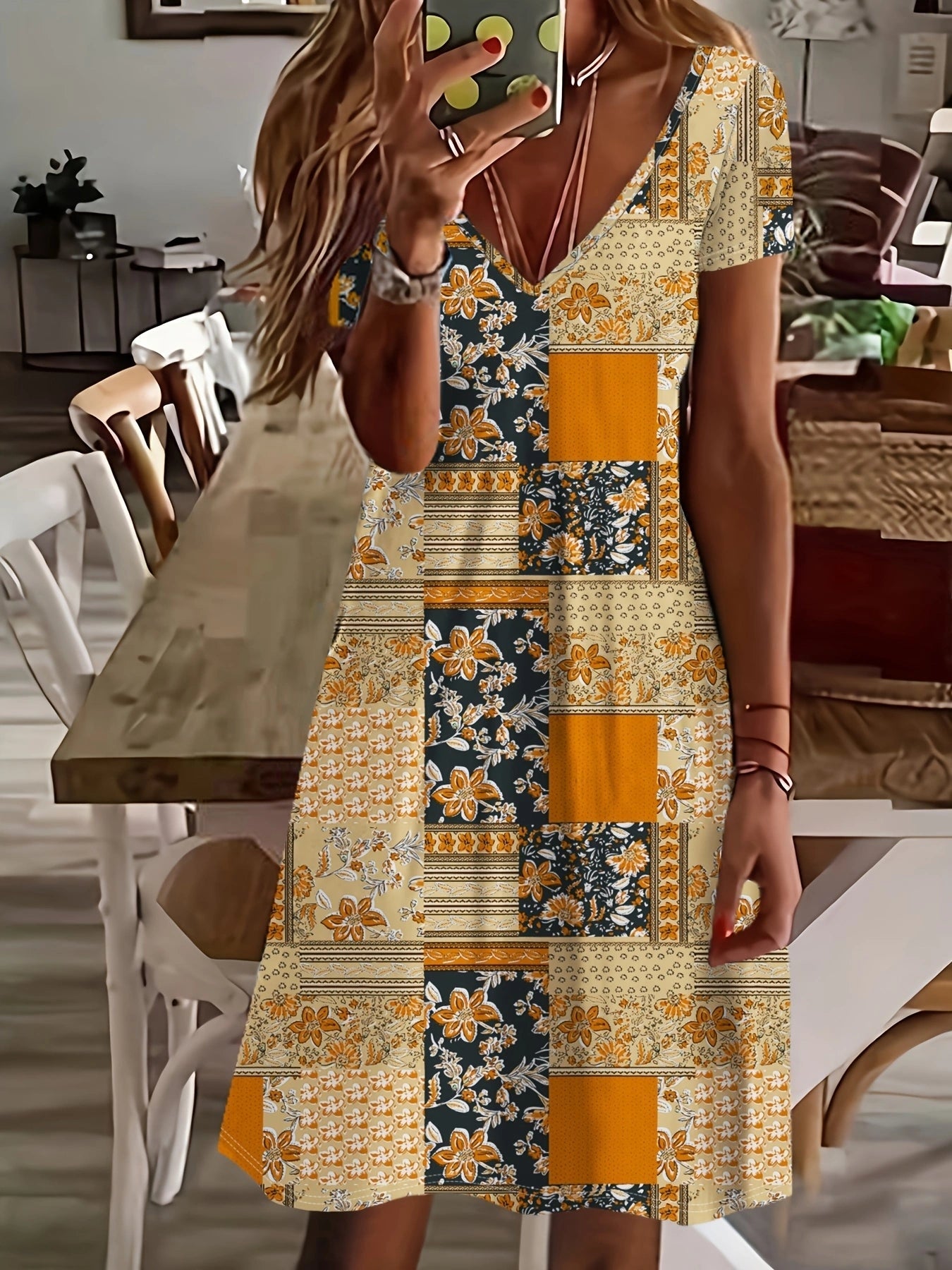 Aurélie | Robe à motifs en tissu chiffon