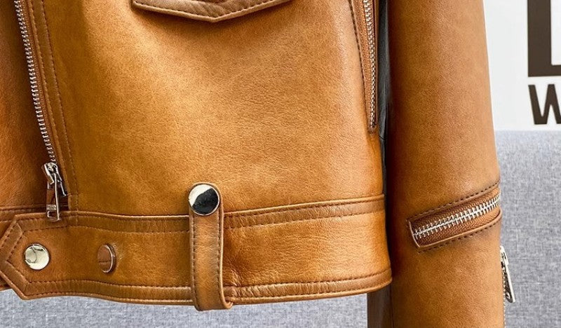 Roxane | Véritable veste en cuir antique