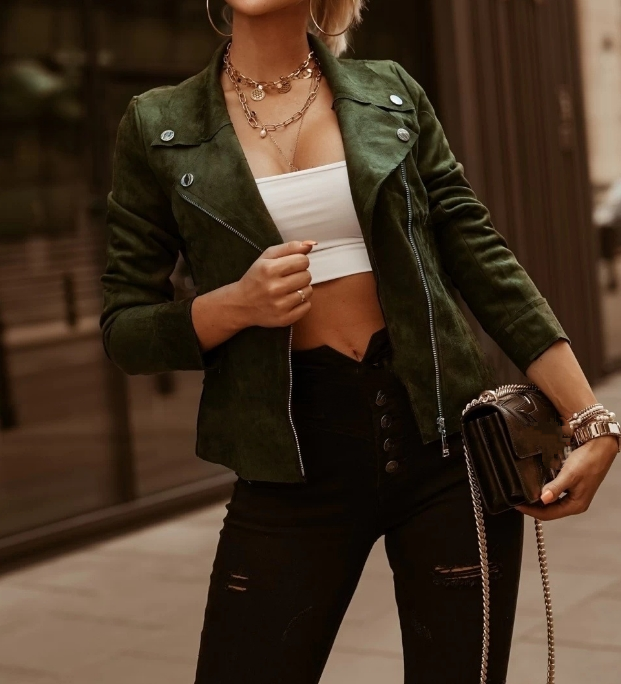 Amélie | Veste en cuir suédé véritable