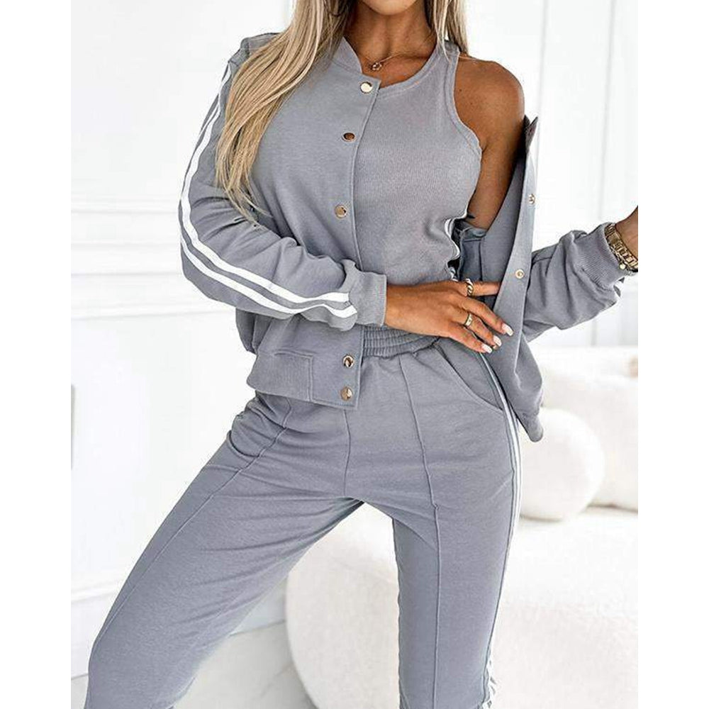 Michelle | Ensemble veste et pantalon de baseball trois pièces pour femme