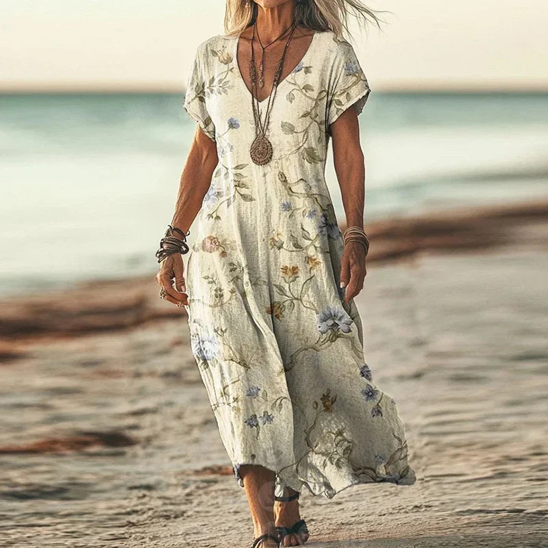 Céleste | Robe fleurie en lin