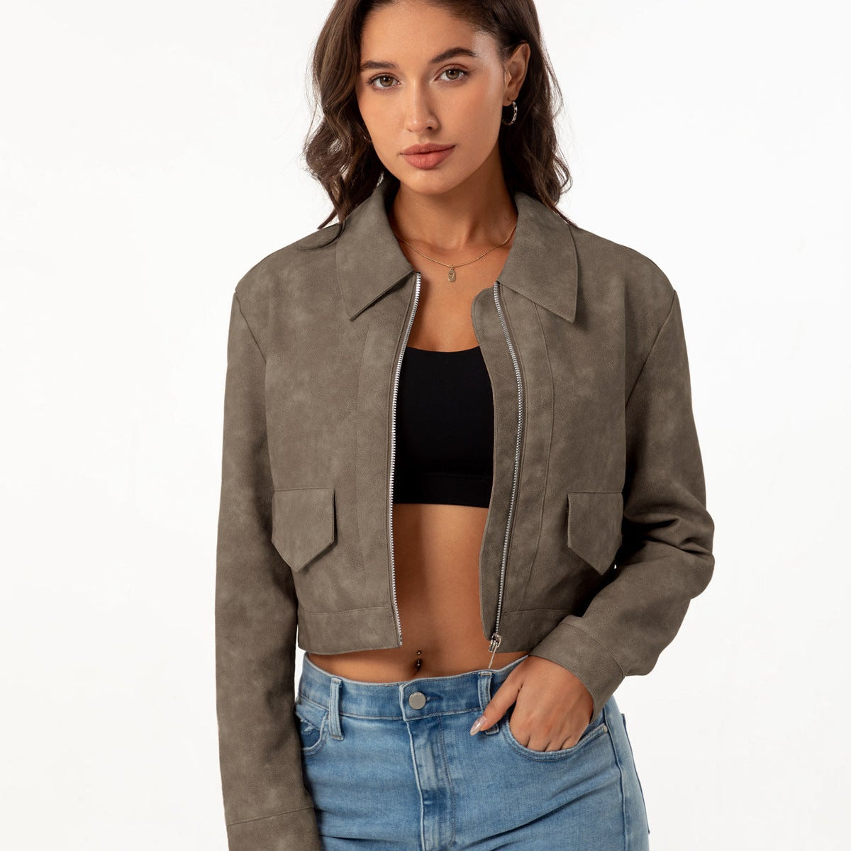 Clara  | Veste en cuir suédé véritable