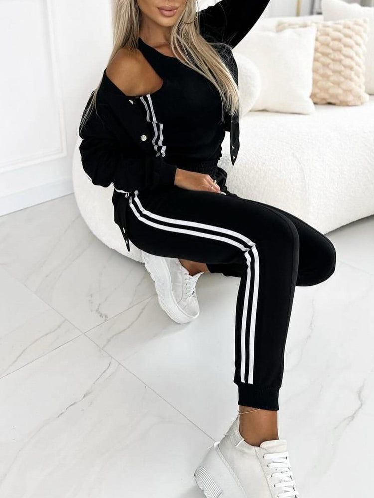 Michelle | Ensemble veste et pantalon de baseball trois pièces pour femme