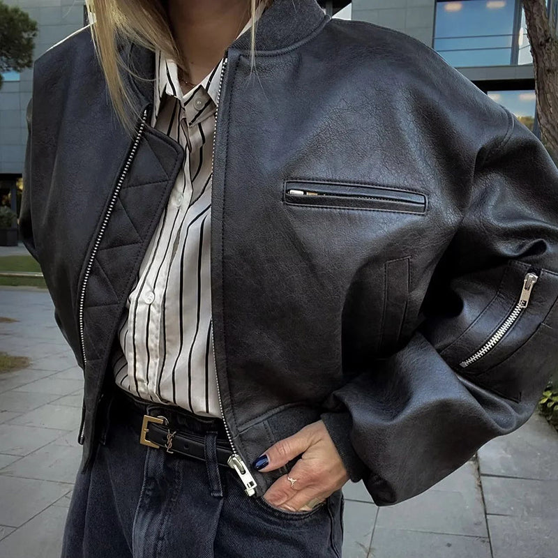 Élise | Veste en cuir véritable