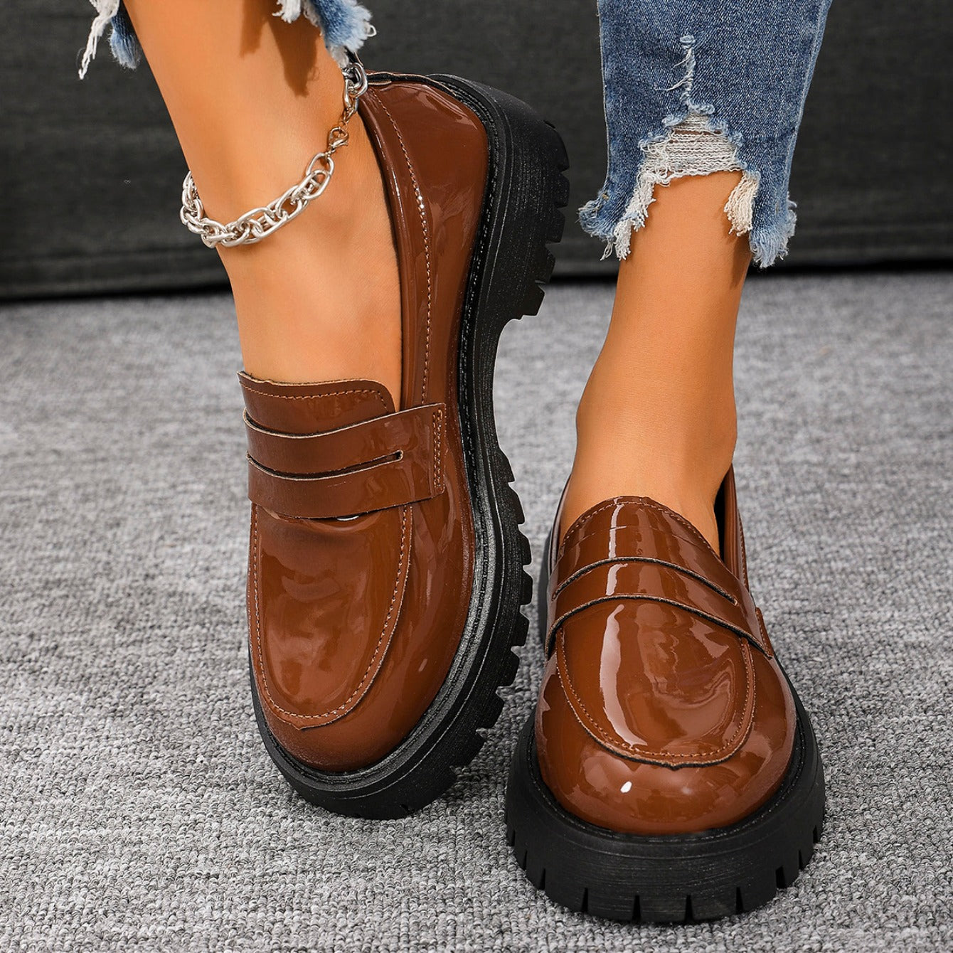 Clémence | Comfortable leather loafers with a thick, comfortable sole