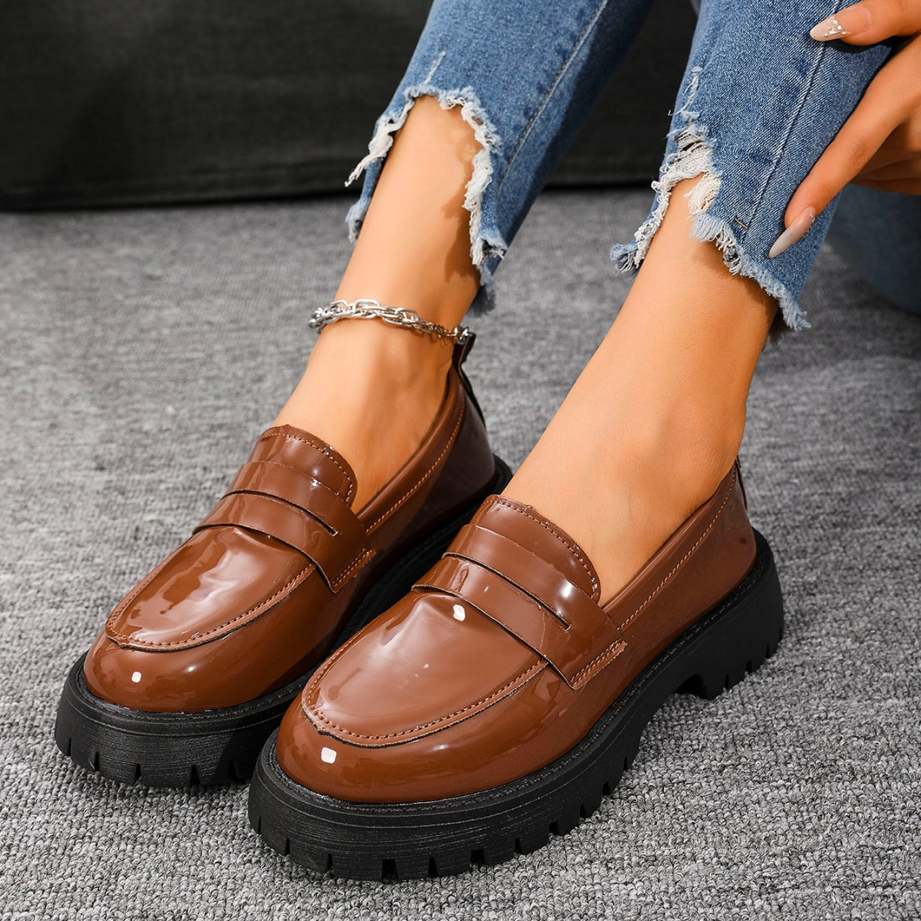 Clémence | Comfortable leather loafers with a thick, comfortable sole