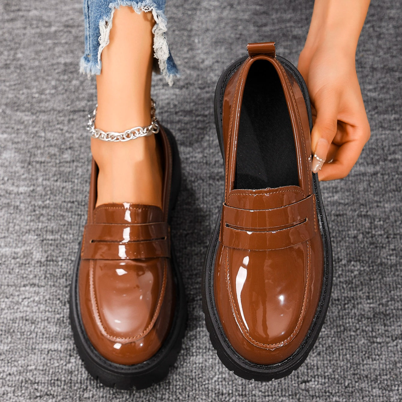 Clémence | Comfortable leather loafers with a thick, comfortable sole