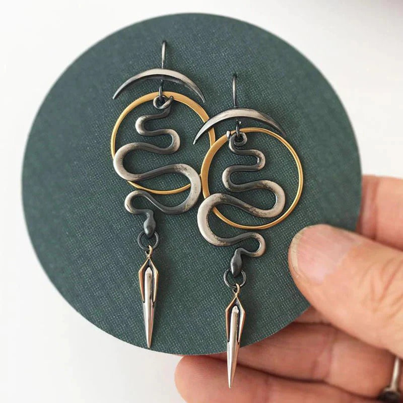 Boucles d'oreilles spirales géométriques irrégulières Serpentine