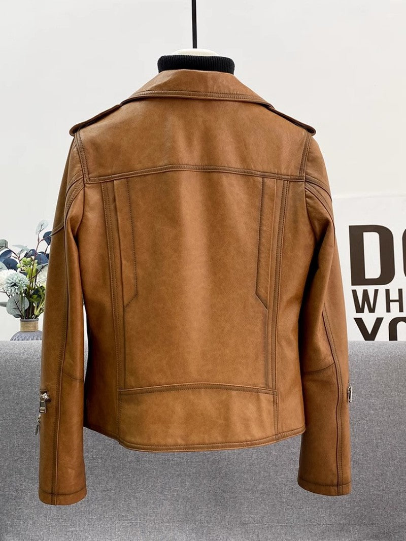 Roxane | Véritable veste en cuir antique