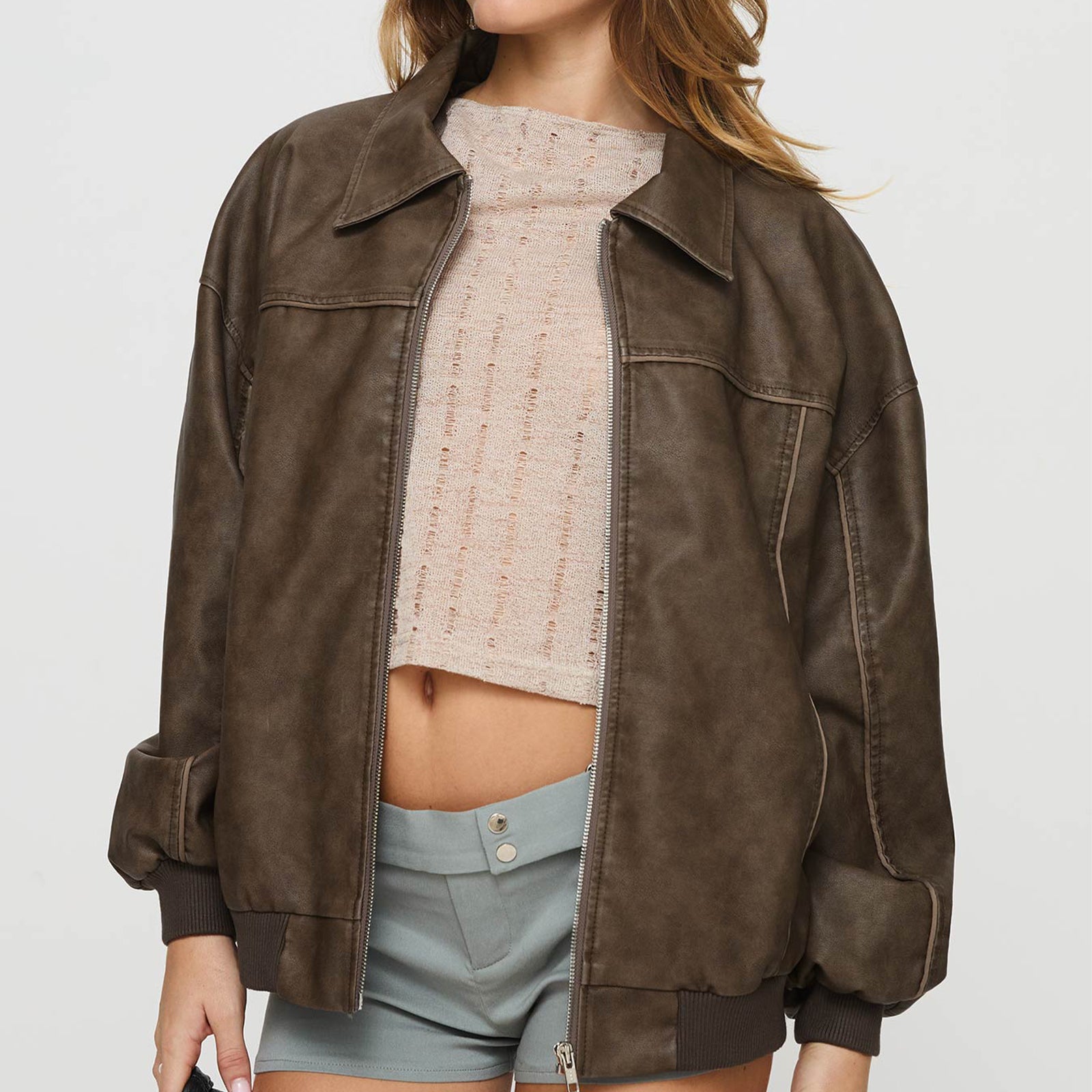 Louise | Veste en cuir véritable