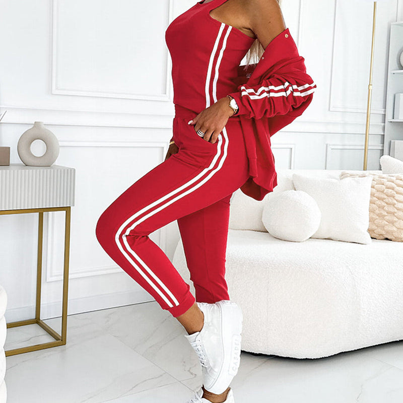 Michelle | Ensemble veste et pantalon de baseball trois pièces pour femme