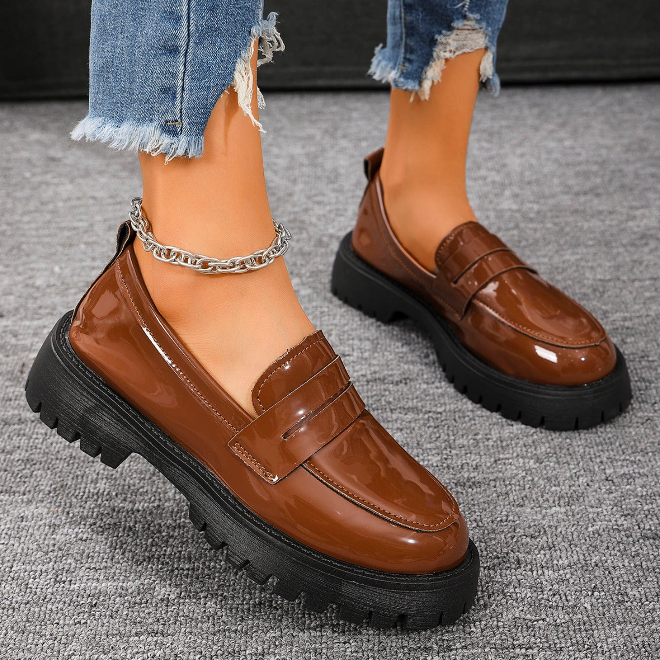 Clémence | Comfortable leather loafers with a thick, comfortable sole