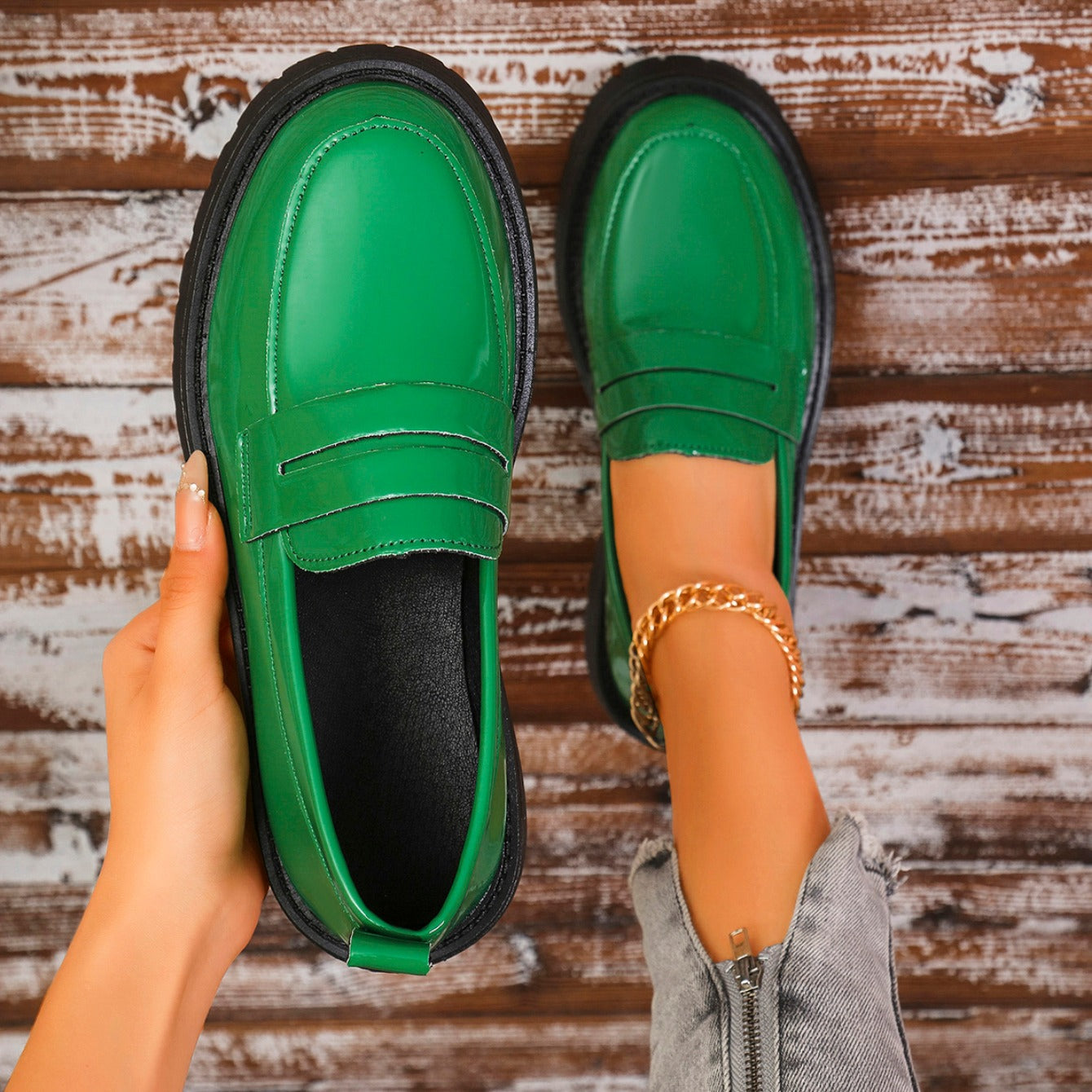 Clémence | Comfortable leather loafers with a thick, comfortable sole