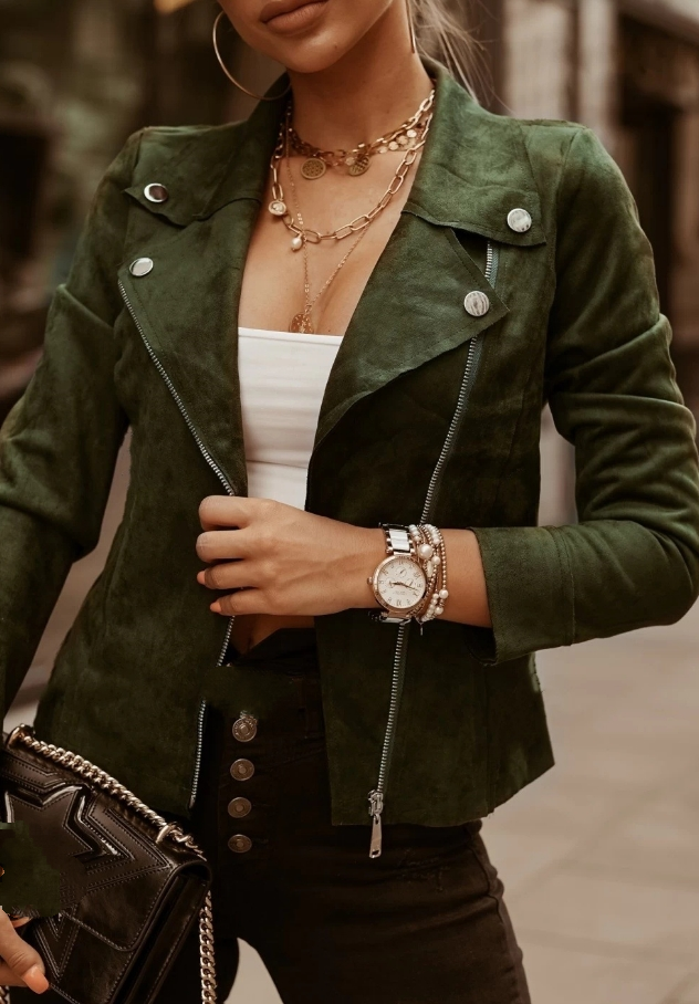 Amélie | Veste en cuir suédé véritable