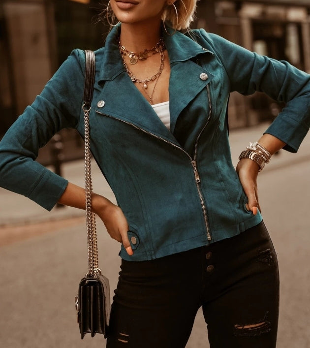 Amélie | Veste en cuir suédé véritable