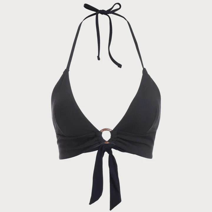 Blue tie-back bikini top 