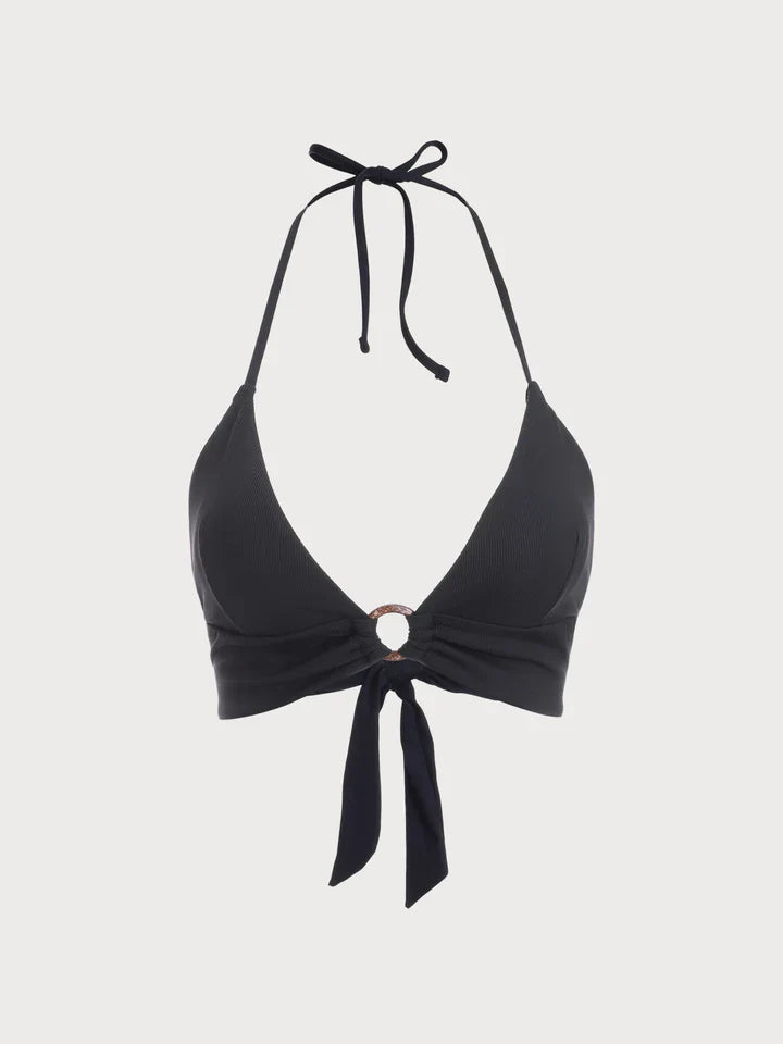 Blue tie-back bikini top 