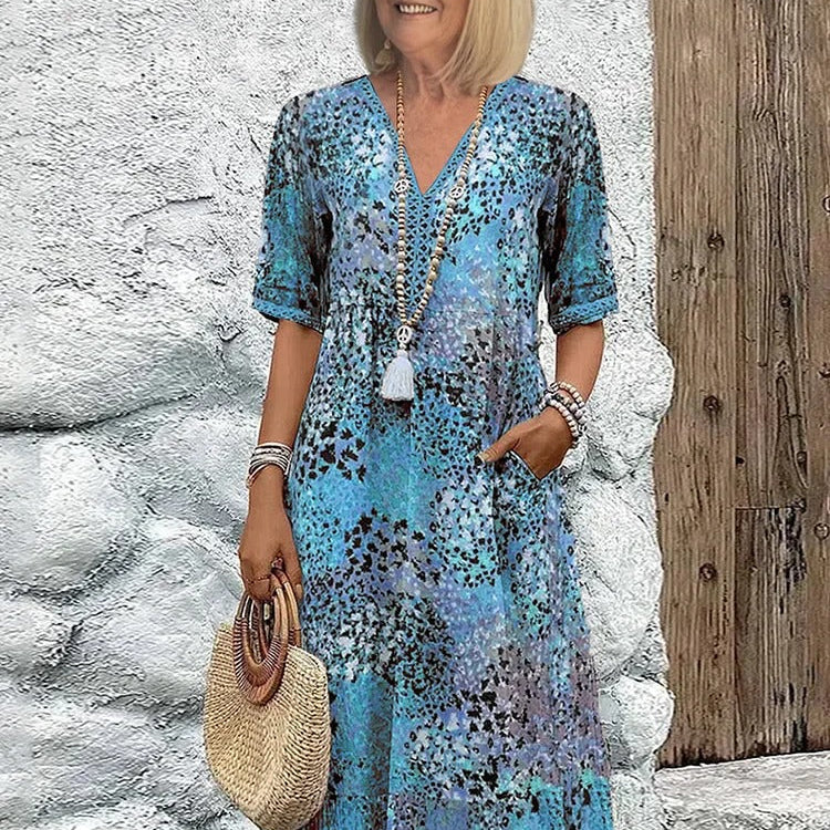 Geneviève | Robe à motifs en tissu chiffon