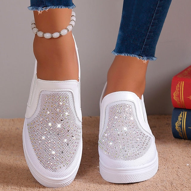 Elsa | Women's sneakers with white crystals