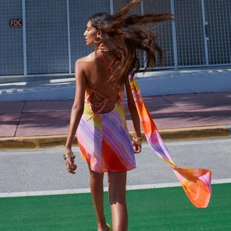 Elena | Robe courte à lacets et une épaule