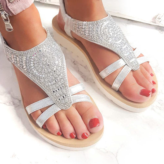 Chloé  | Sandales argentées ornées de diamants