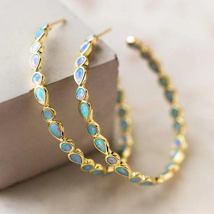 Vintage gold opal earrings