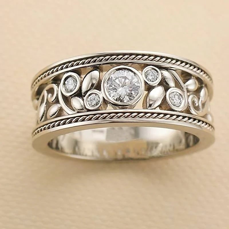 Bague vintage en argent et zircone