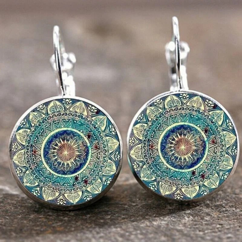 Boucles d'oreilles mandala rondes vintage