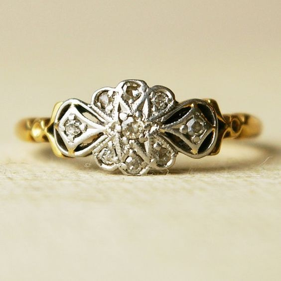Vintage Mandala Ring in Silver and Gold 