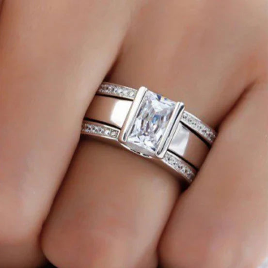 Bague vintage en verre incrusté