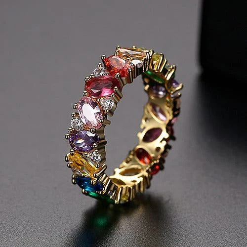 Bague vintage en zircone colorée