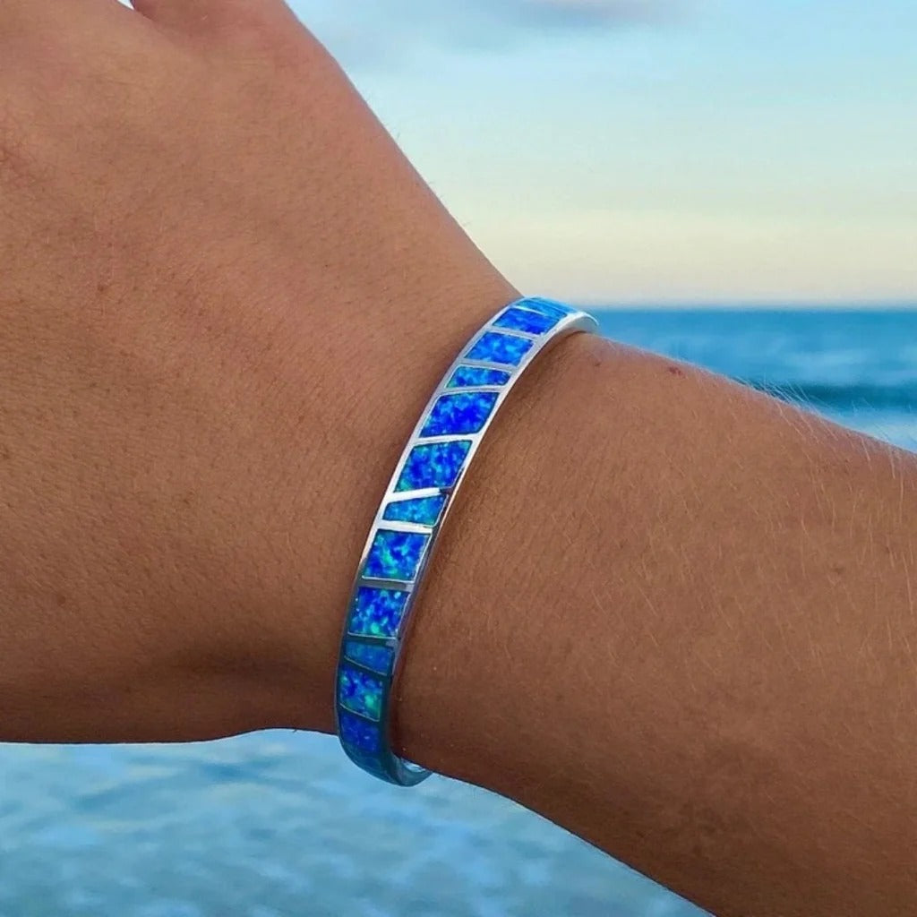 Bracelet Opale Bleue et Argentée
