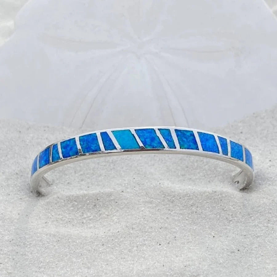 Bracelet Opale Bleue et Argentée