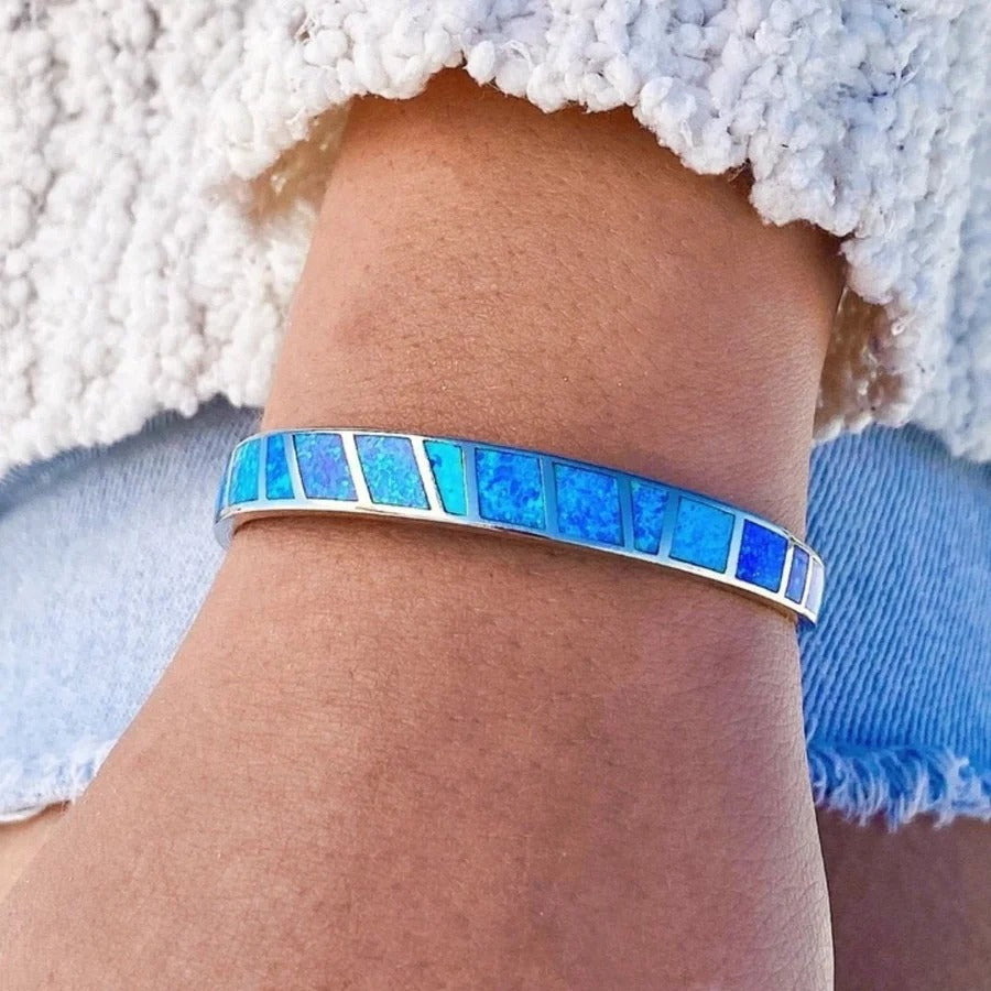 Bracelet Opale Bleue et Argentée