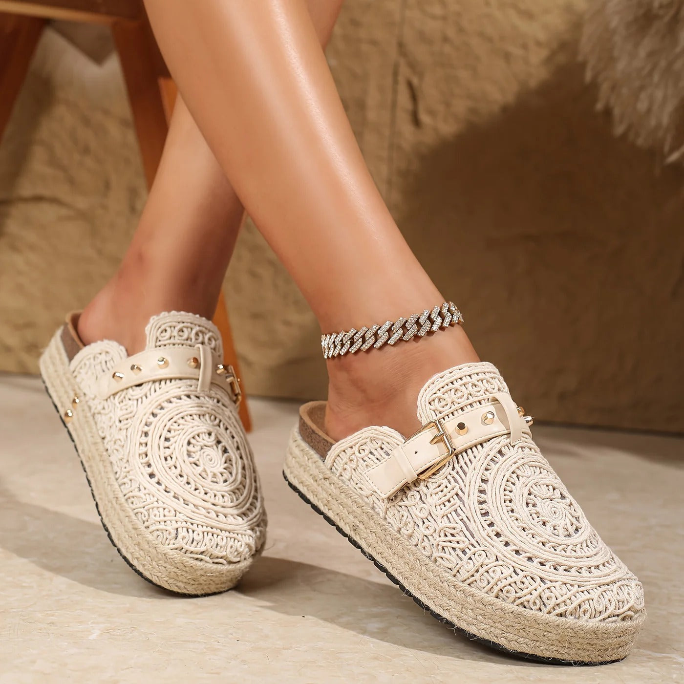 Mules bohèmes au crochet Solene™