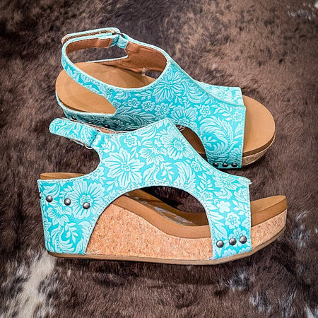 Solène | Sandale à plateforme turquoise