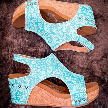 Solène | Sandale à plateforme turquoise