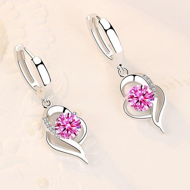 Boucles d'oreilles florales en argent sterling 925 et zircones incrustées