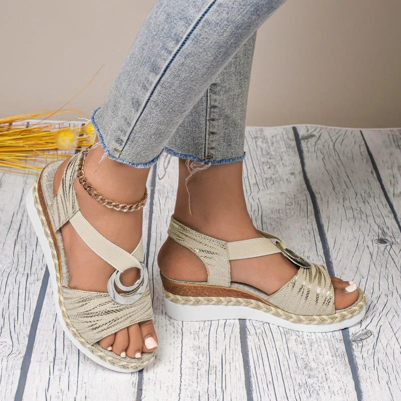 Roberta | Sandales compensées à bout ouvert pour femmes avec bride élastique